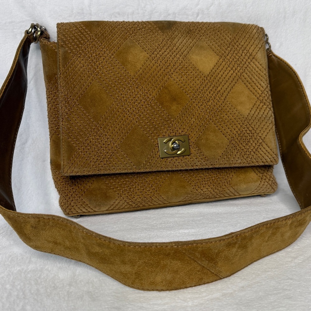 Chanel Brown Suede Crossbody Bag